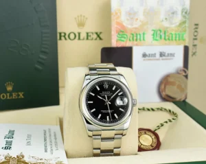 Men's Watches | Dress Watches | Sant Blanc ROLEX 36mm Stainless Steel DateJust Black Index Dial Oyster Band Model 116200