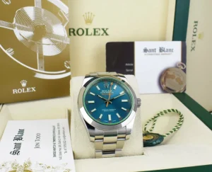 Scientists Professional Watches | Sant Blanc ROLEX 40mm Stainless Steel Milgauss Blue Z Dial w/ Card Model 116400GV