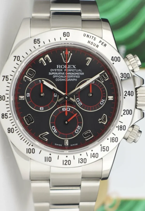 Racing Professional Watches | Sant Blanc ROLEX 40mm Stainless Steel Daytona Black Race Dial Fat Buckle Model 116520