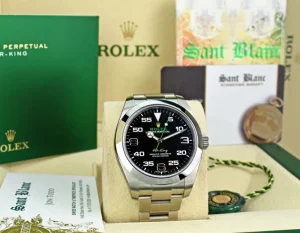 Pilots Classic Watches | Men's Watches | Sant Blanc ROLEX 40mm Stainless Steel Air King Black Arabic Dial Model 116900