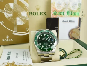 Diving Professional Watches | Sports Watches | Sant Blanc ROLEX 40mm Stainless Steel Submariner Green Dial - Ceramic Bezel - Hulk - Model 116610LV