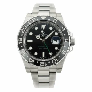 Pilots Professional Watches | Sant Blanc ROLEX 40mm Stainless Steel GMT Master II Black Dial Ceramic Bezel Model 116710LN