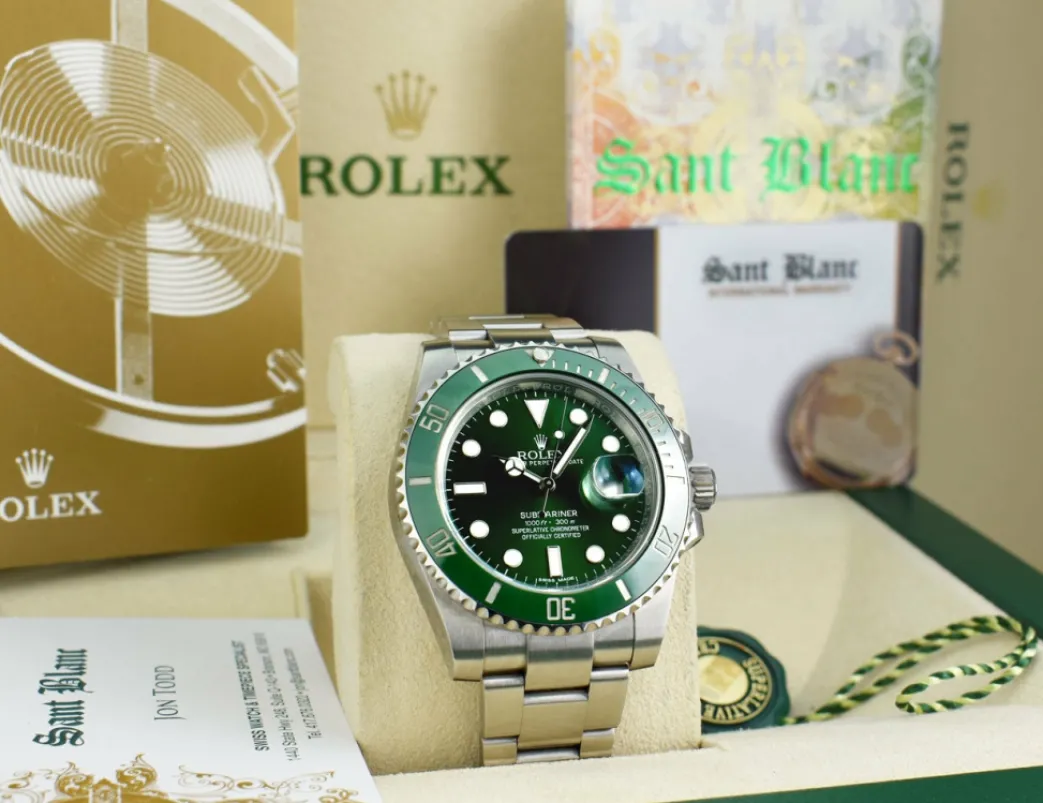 rolex_mm_stainless_steel__2-62.webp Diving Professional Watches | Sports Watches | Sant Blanc ROLEX 40mm Stainless Steel Submariner Green Ceramic Bezel - Hulk - Model 116610LV
