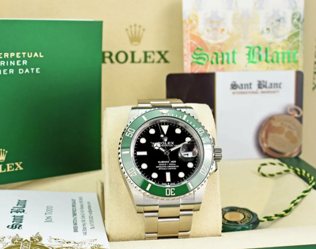rolex_mm_stainless_steel__2-64.webp Diving Professional Watches | Men's Watches | Sant Blanc ROLEX 41mm Stainless Steel Submariner "Kermit" Green Ceramic Bezel Model 126610LV