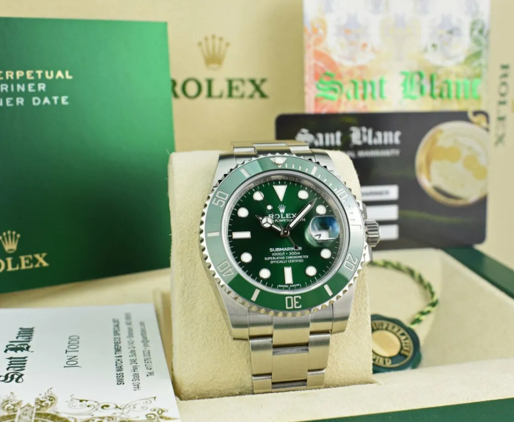 rolex_mm_stainless_steel__2-68.webp Diving Professional Watches | Sports Watches | Sant Blanc Rolex 40mm Stainless Steel Submariner Green "Hulk" Dial Model 116610LV