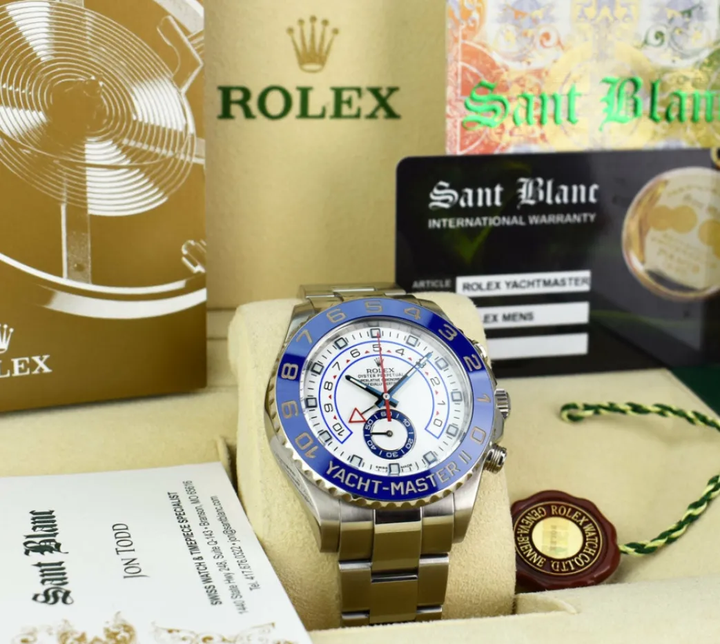 rolex_mm_stainless_steel__2-69.webp Yachting Professional Watches | Sports Watches | Sant Blanc ROLEX 44mm Stainless Steel Yachtmaster II White Dial Blue Hands Model 116680