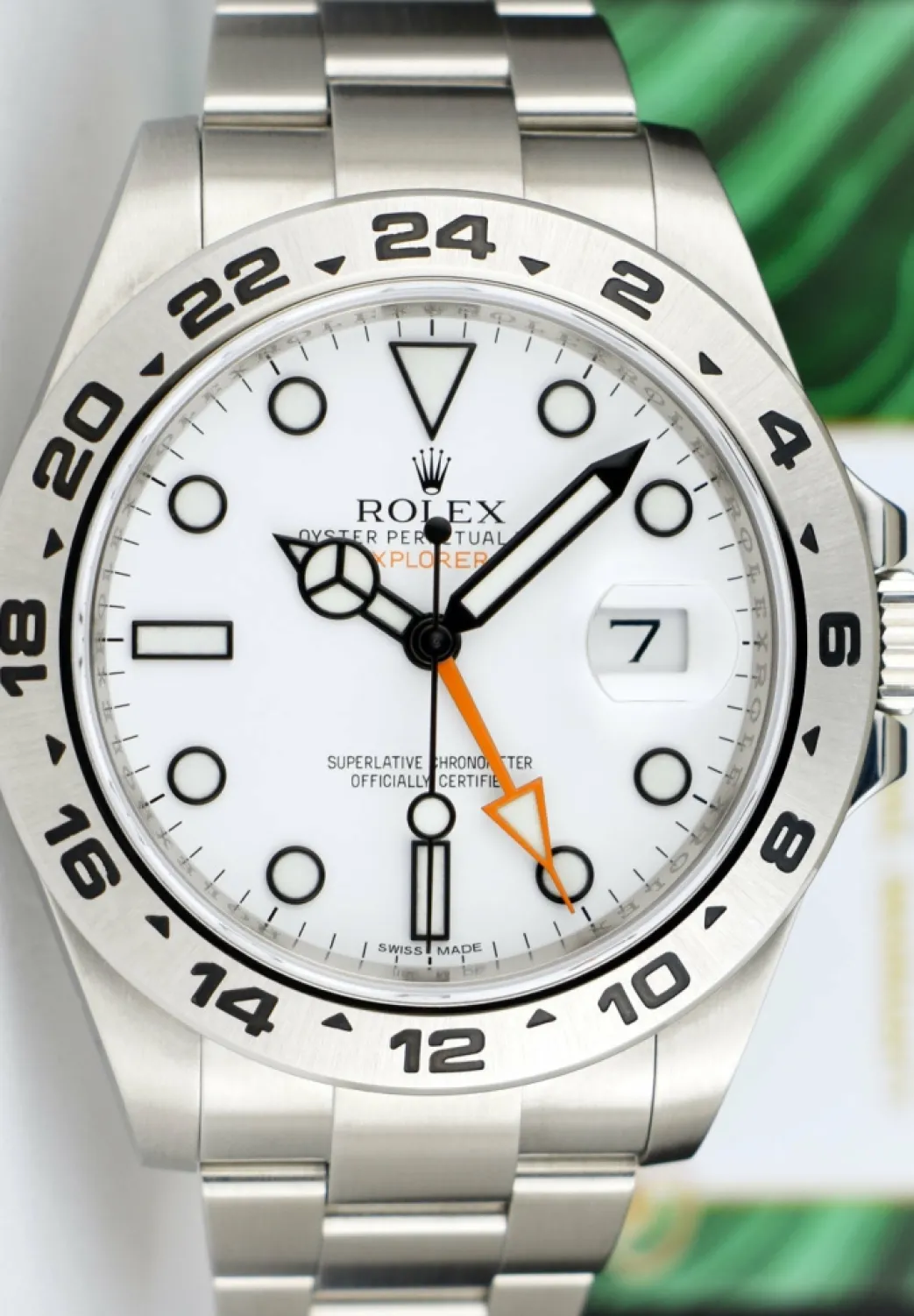 rolex_mm_stainless_steel__2.webp Field Professional Watches | Sant Blanc ROLEX 42mm Stainless Steel Explorer II White Dial with Box & Card & Tags Model 216570