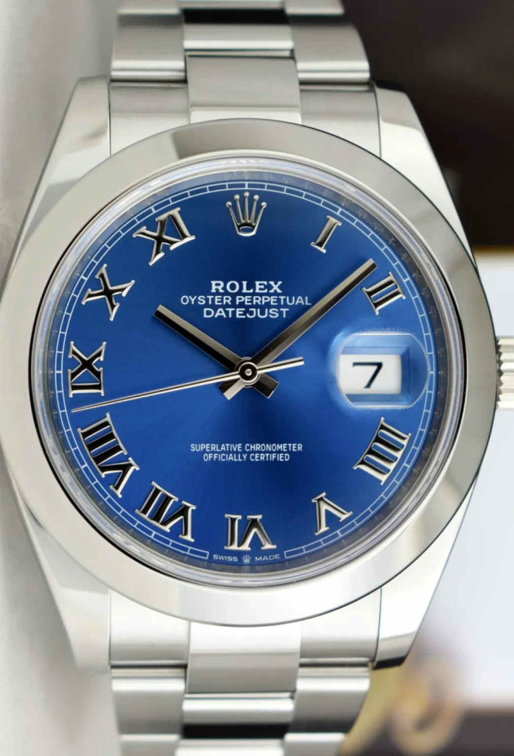 rolex_mm_stainless_steel__3-2.webp Dress Watches | Sant Blanc ROLEX 41mm Stainless Steel DateJust 41 Blue Roman with Box & Card Model 126300