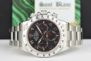 Racing Professional Watches | Sant Blanc ROLEX 40mm Stainless Steel Daytona Black Race Dial Fat Buckle Model 116520