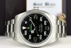 Pilots Classic Watches | Men's Watches | Sant Blanc ROLEX 40mm Stainless Steel Air King Black Arabic Dial Model 116900
