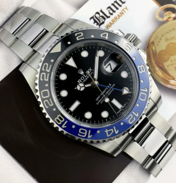 Sports Watches | Men's Watches | Sant Blanc ROLEX 40mm Stainless Steel GMT Master II Blue & Black BATMAN Bezel Model 116710 BLNR