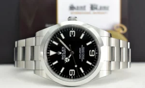 Sports Watches | Men's Watches | Sant Blanc ROLEX 39mm Stainless Steel Explorer Black Index Dial Full Blue Lume Model 214270