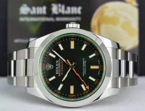 Sports Watches | Scientists Professional Watches | Sant Blanc ROLEX 40mm Stainless Steel Milgauss Green Crystal Black Index Model 116400GV