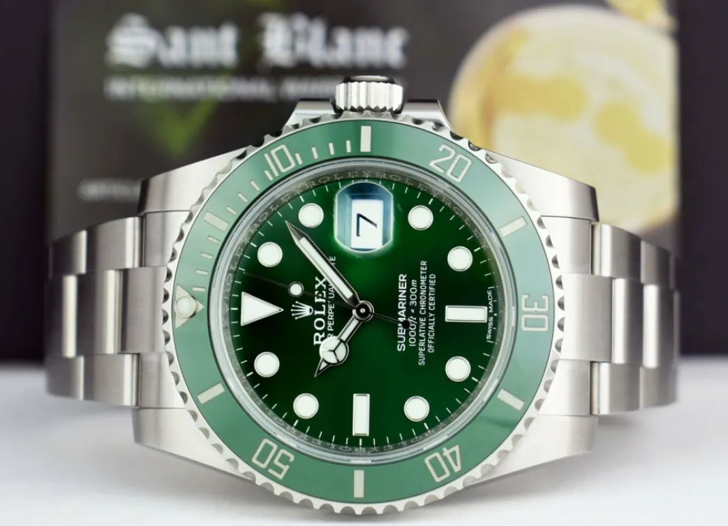 rolex_mm_stainless_steel__3-69.webp Diving Professional Watches | Sports Watches | Sant Blanc Rolex 40mm Stainless Steel Submariner Green "Hulk" Dial Model 116610LV