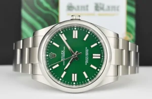 Men's Watches | Sant Blanc ROLEX 41mm Stainless Steel Oyster Perpetual Green Index Model 124300