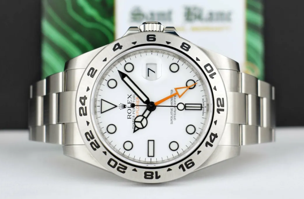 rolex_mm_stainless_steel__3.webp Field Professional Watches | Sant Blanc ROLEX 42mm Stainless Steel Explorer II White Dial with Box & Card & Tags Model 216570