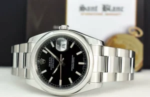Men's Watches | Dress Watches | Sant Blanc ROLEX 36mm Stainless Steel DateJust Black Index Dial Oyster Band Model 116200
