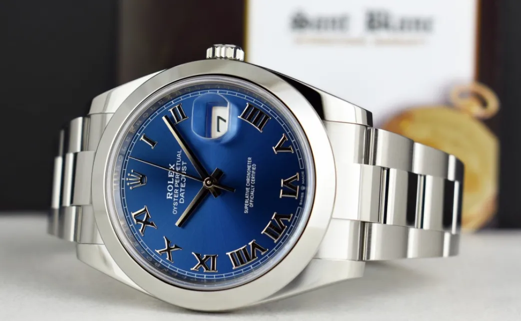 rolex_mm_stainless_steel__5-2.webp Dress Watches | Sant Blanc ROLEX 41mm Stainless Steel DateJust 41 Blue Roman with Box & Card Model 126300