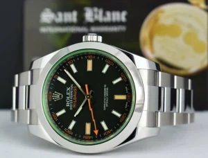 Sports Watches | Scientists Professional Watches | Sant Blanc ROLEX 40mm Stainless Steel Milgauss Green Crystal Black Index Model 116400GV