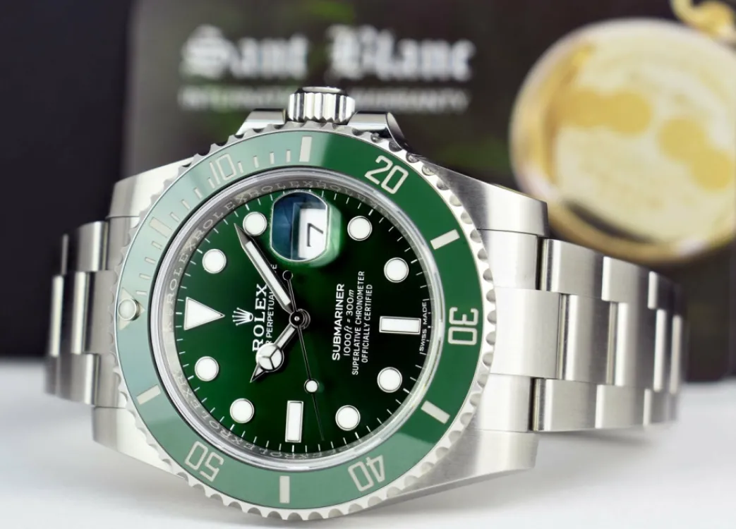 rolex_mm_stainless_steel__5-69.webp Diving Professional Watches | Sports Watches | Sant Blanc Rolex 40mm Stainless Steel Submariner Green "Hulk" Dial Model 116610LV