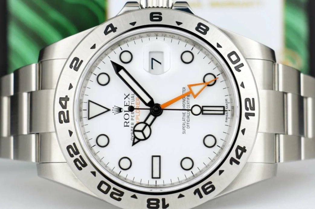 rolex_mm_stainless_steel__5.webp Field Professional Watches | Sant Blanc ROLEX 42mm Stainless Steel Explorer II White Dial with Box & Card & Tags Model 216570