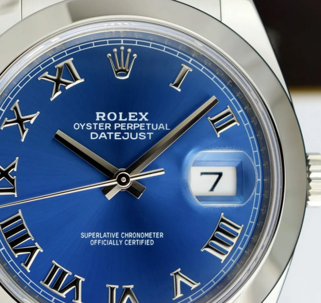 rolex_mm_stainless_steel__6-1.webp Dress Watches | Sant Blanc ROLEX 41mm Stainless Steel DateJust 41 Blue Roman with Box & Card Model 126300