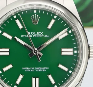 Men's Watches | Sant Blanc ROLEX 41mm Stainless Steel Oyster Perpetual Green Index Model 124300