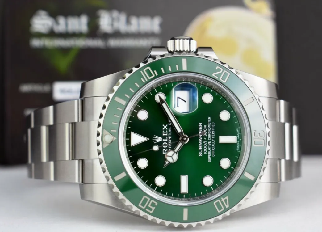 rolex_mm_stainless_steel__6-67.webp Diving Professional Watches | Sports Watches | Sant Blanc Rolex 40mm Stainless Steel Submariner Green "Hulk" Dial Model 116610LV