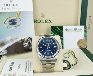 Men's Watches | Sant Blanc ROLEX 41mm Stainless Steel Oyster Perpetual Blue Index Model 124300