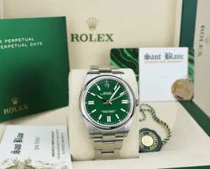 Men's Watches | Sant Blanc ROLEX 41mm Stainless Steel Oyster Perpetual Green Index Model 124300