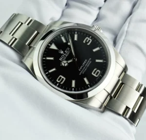 Sports Watches | Field Professional Watches | Sant Blanc ROLEX 39mm Stainless Steel Explorer Black Full Lume Dial Model 214270