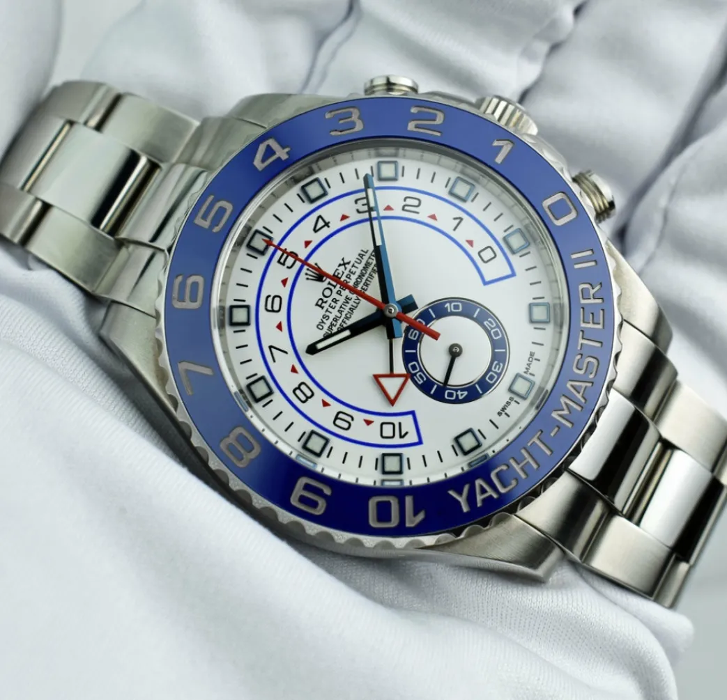 rolex_mm_stainless_steel__7-52.webp Yachting Professional Watches | Sports Watches | Sant Blanc ROLEX 44mm Stainless Steel Yachtmaster II White Dial Blue Hands Model 116680