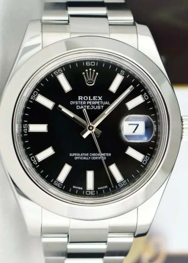 Men's Watches | President Dress Watches | Sant Blanc ROLEX 41mm Stainless Steel DateJust II Black Index Dial Model 116300