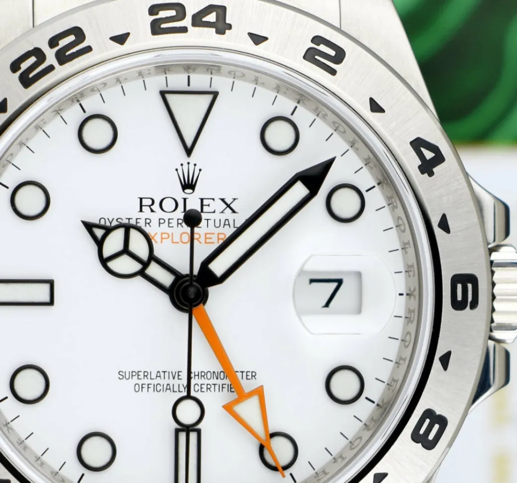 rolex_mm_stainless_steel__7.webp Field Professional Watches | Sant Blanc ROLEX 42mm Stainless Steel Explorer II White Dial with Box & Card & Tags Model 216570