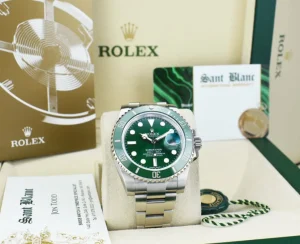 Diving Professional Watches | Sant Blanc ROLEX 40mm Stainless Steel Submariner Green Hulk with Card Model 116610LV