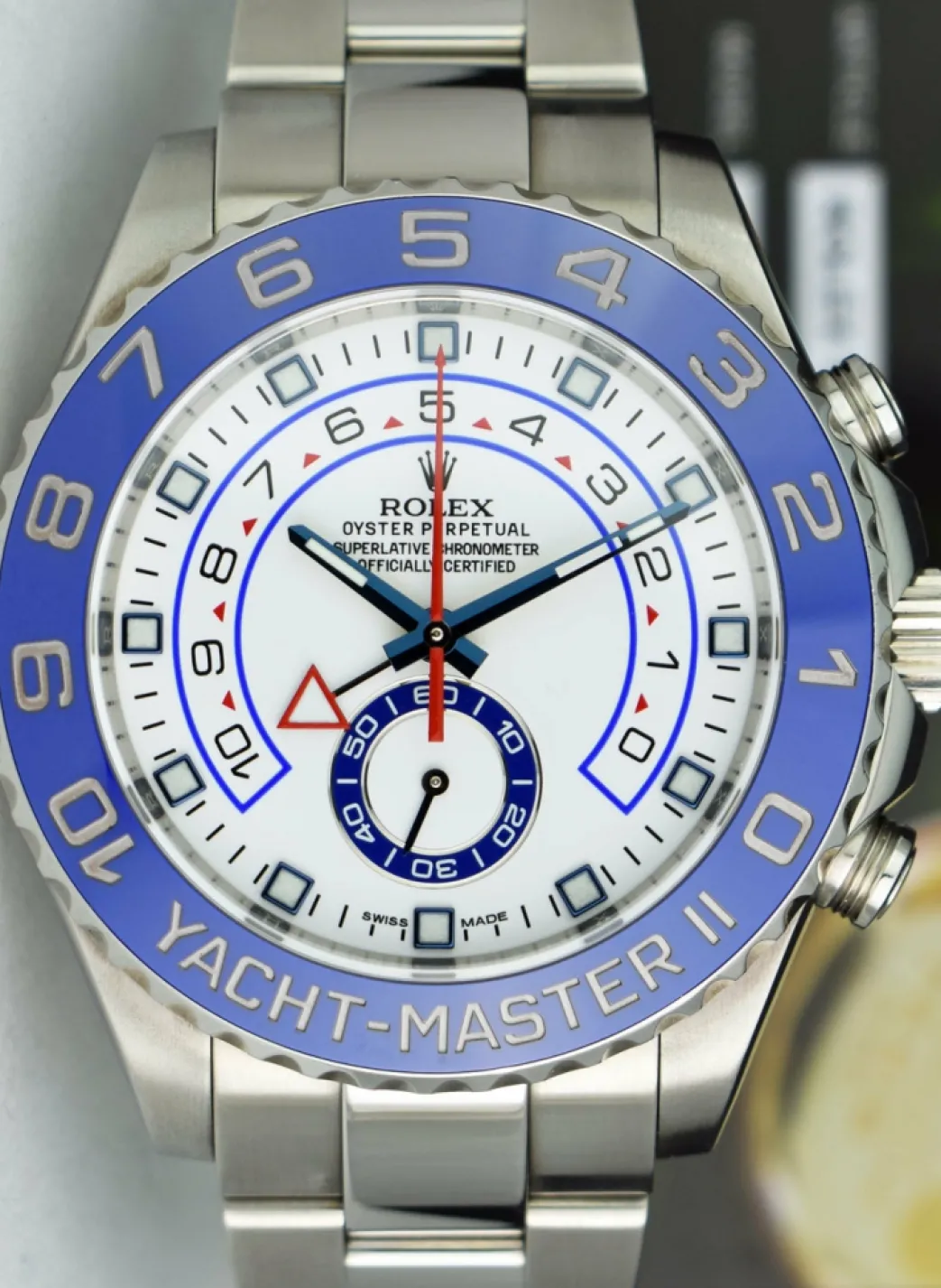 rolex_mm_stainless_steel__8-34.webp Yachting Professional Watches | Sports Watches | Sant Blanc ROLEX 44mm Stainless Steel Yachtmaster II White Dial Blue Hands Model 116680