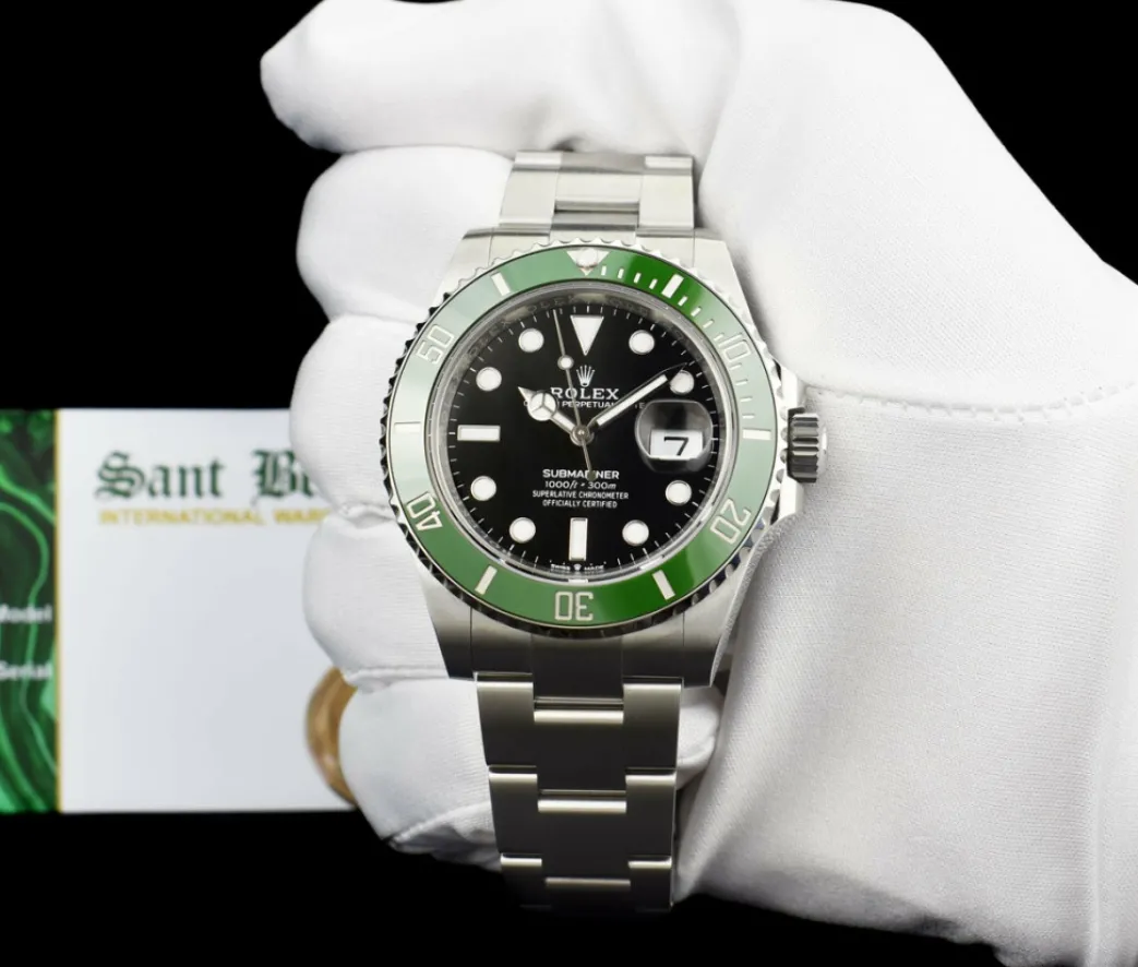 rolex_mm_stainless_submar_1.webp Diving Professional Watches | Sant Blanc ROLEX 41mm Stainless Submariner MK 2 Green Bezel "Kermit" Model 126610LV
