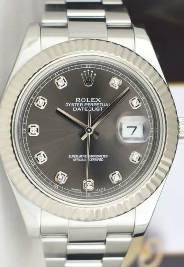 Dress Watches | Sant Blanc ROLEX 41mm White Gold & SS DateJust II Rhodium Diamond Dial 116334
