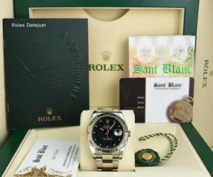 Men's Watches | Dress Watches | Sant Blanc Rolex 36mm White Gold & Stainless Steel Turn-O-Graph Thunderbird Black Dial Model 116264