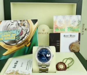 Men's Watches | Dress Watches | Sant Blanc Rolex 36mm White Gold & Stainless Steel Turn-O-Graph Blue Roman Dial Model 16264