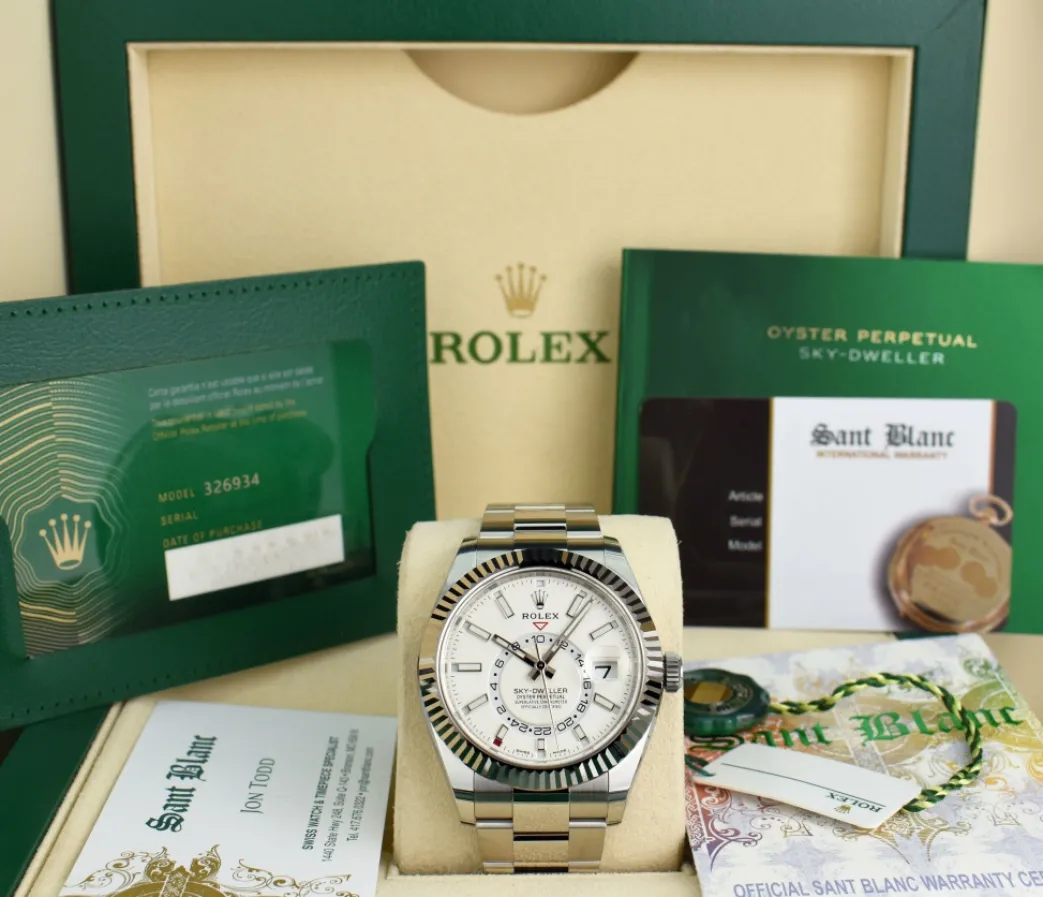 rolex_mm_white_gold__stai_0-6.webp Pilots Classic Watches | Men's Watches | Sant Blanc ROLEX 42mm White Gold & Stainless Steel Sky Dweller White Index Dial Model 326934