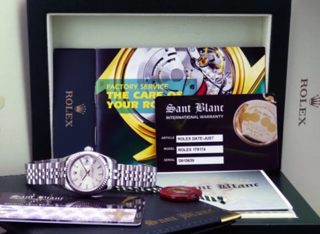 rolex_mm_white_gold__stai_0.webp Ladies Watches | Dress Watches | Sant Blanc ROLEX 26mm White Gold & Stainless Steel Datejust Silver Index Dial Model 179174