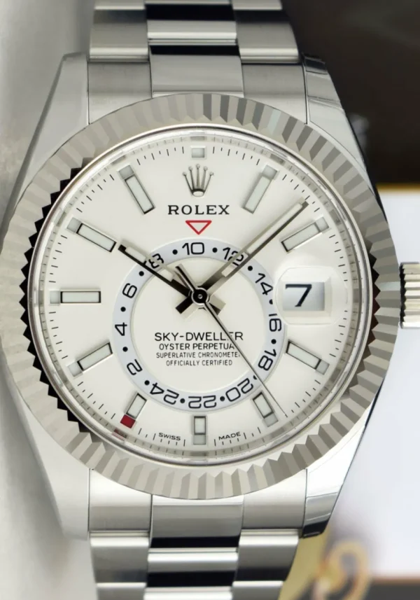 Pilots Classic Watches | Men's Watches | Sant Blanc ROLEX 42mm White Gold & Stainless Steel Sky Dweller White Index Dial Model 326934