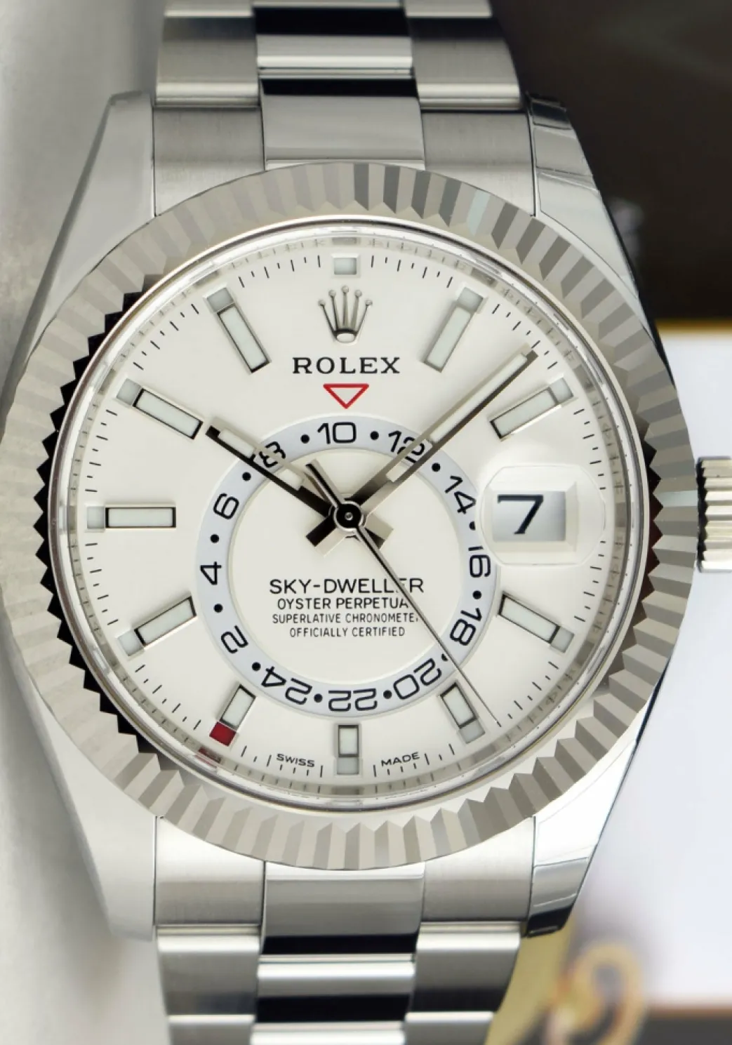 rolex_mm_white_gold__stai_1-6.webp Pilots Classic Watches | Men's Watches | Sant Blanc ROLEX 42mm White Gold & Stainless Steel Sky Dweller White Index Dial Model 326934