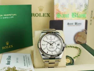 Pilots Classic Watches | Men's Watches | Sant Blanc ROLEX 42mm White Gold & Stainless Sky Dweller White Index Dial Card Model 326934