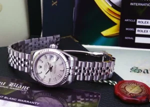 Ladies Watches | Dress Watches | Sant Blanc ROLEX 26mm White Gold & Stainless Steel Datejust Silver Index Dial Model 179174