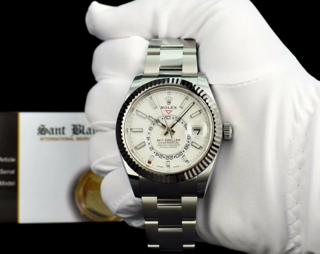 rolex_mm_white_gold__stai_2-7.webp Pilots Classic Watches | Men's Watches | Sant Blanc ROLEX 42mm White Gold & Stainless Sky Dweller White Index Dial Card Model 326934