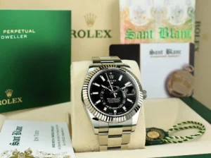Pilots Classic Watches | Men's Watches | Sant Blanc ROLEX 42mm White Gold & Stainless Sky Dweller Black Index Dial Card Model 326934