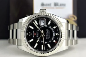 Pilots Classic Watches | Men's Watches | Sant Blanc ROLEX 42mm White Gold & Stainless Sky Dweller Black Index Dial Card Model 326934
