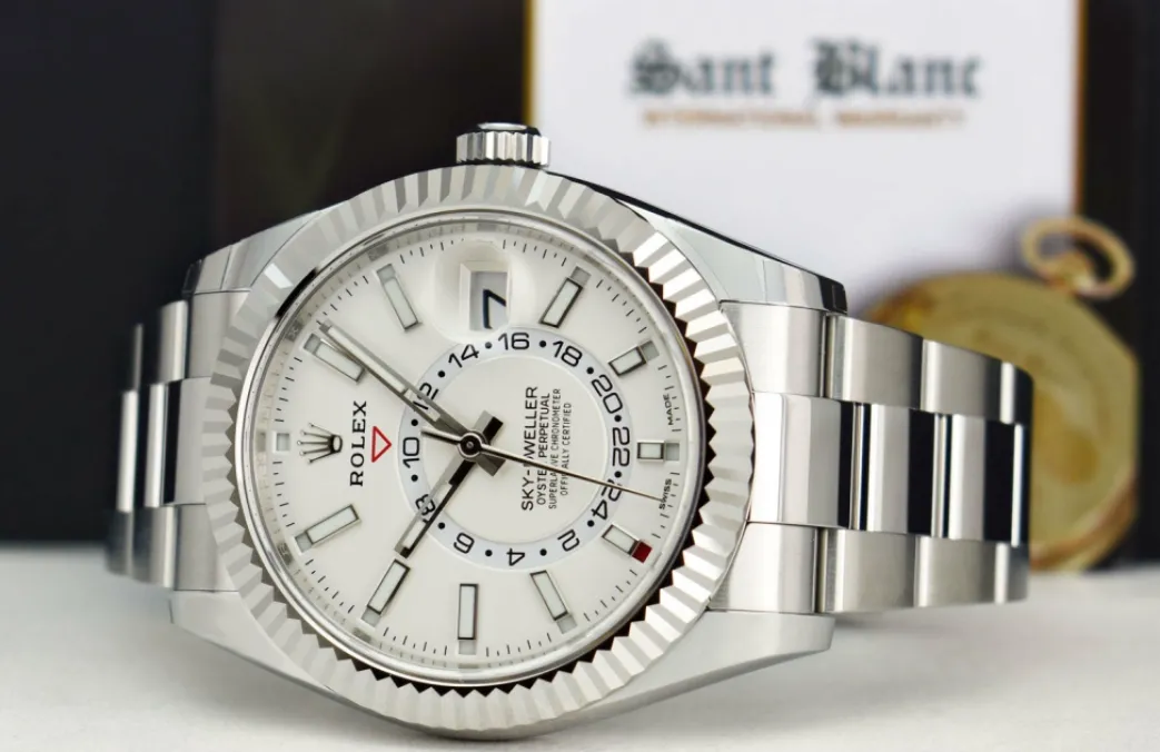 rolex_mm_white_gold__stai_4-6.webp Pilots Classic Watches | Men's Watches | Sant Blanc ROLEX 42mm White Gold & Stainless Steel Sky Dweller White Index Dial Model 326934